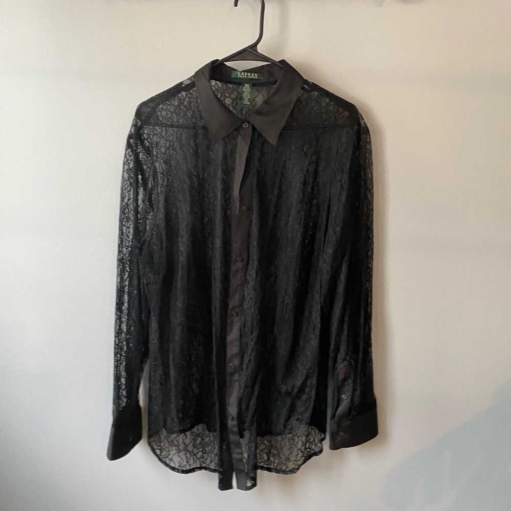 Lauren Ralph Lauren Lace Long Sleeve Blouse Plus Size Blouse Plus Size Designer